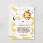 かわいい蜂の巣水の色ベビーシャワー サンキューカード (正面)
