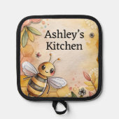 かわいい蜂の巣穴パーソナライズされた 鍋敷き (正面)