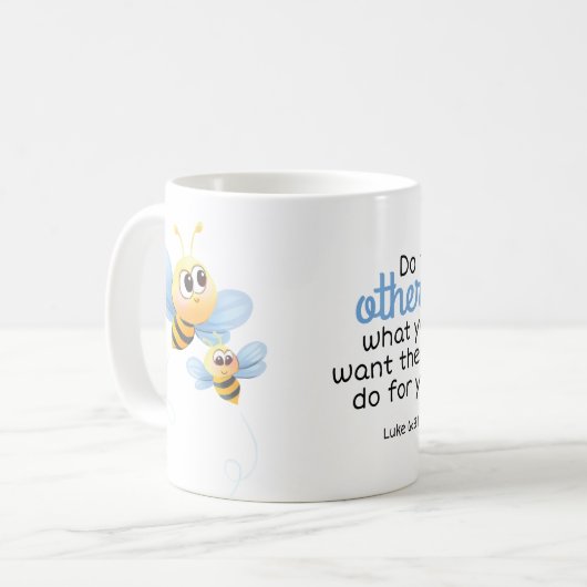 かわいい蜂の聖書の詩はマグをからかいます コーヒーマグカップ (正面左)