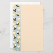 かわいい蜂の蜂蜜のハートの文房具 便箋 (正面/裏面)