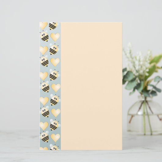 かわいい蜂の蜂蜜のハートの文房具 便箋 (スタンド正面)