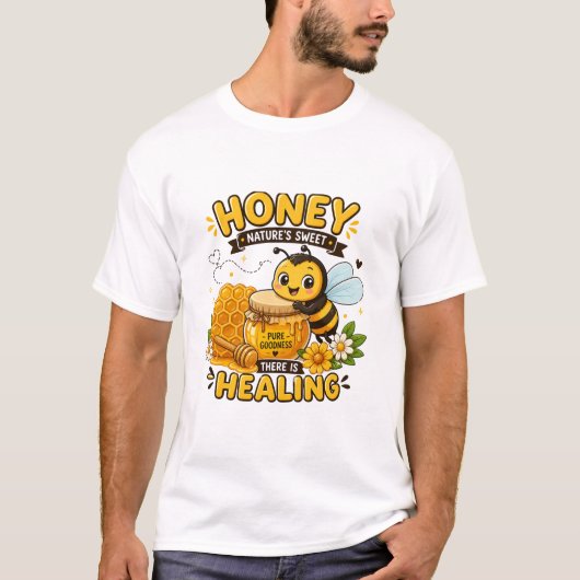 かわいい蜂の蜂蜜治癒カートゥーンデザイン Tシャツ (正面)