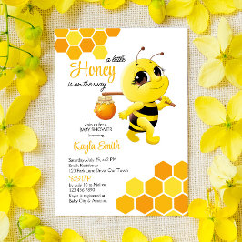 かわいい蜂の赤ちゃんシャワーの途中に小さな蜂蜜がある 招待状