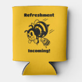 かわいい蜂の軽食が入ってくる！ビー飛んでいるマンガ 缶クーラー (正面)