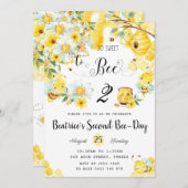 かわいい蜂は何歳でも甘い誕生日フローラ  招待状 (正面/裏面)