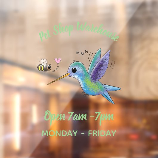 かわいい蜂ハミングバード漫画イラストレーション ウィンドウサイン (シート2)