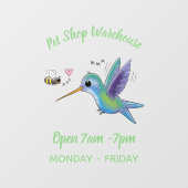 かわいい蜂ハミングバード漫画イラストレーション ウィンドウサイン (シート)