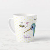 かわいい蜂ハミングバード漫画イラストレーション カフェラテマグ (左アングル)