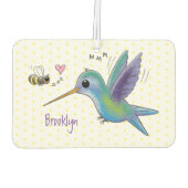 かわいい蜂ハミングバード漫画イラストレーション カーエアーフレッシュナー (裏面)