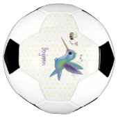 かわいい蜂ハミングバード漫画イラストレーション サッカーボール (回転)