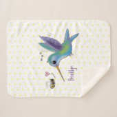 かわいい蜂ハミングバード漫画イラストレーション シェルパブランケット (正面(横))