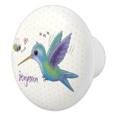 かわいい蜂ハミングバード漫画イラストレーション セラミックノブ (右)