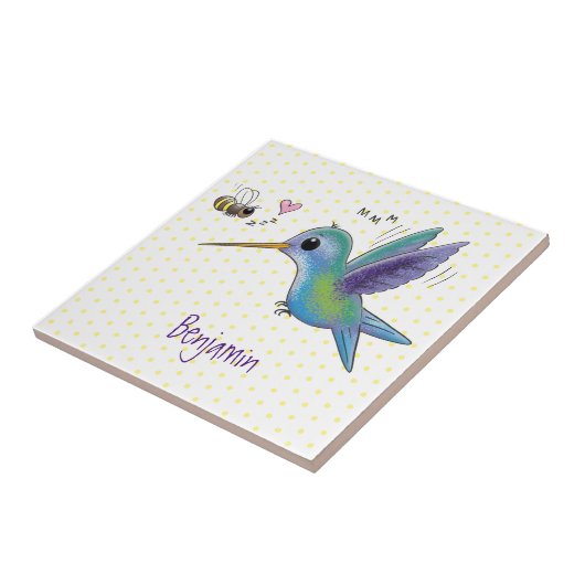 かわいい蜂ハミングバード漫画イラストレーション タイル (側面)