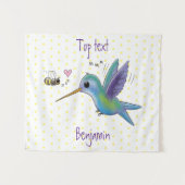 かわいい蜂ハミングバード漫画イラストレーション タペストリー (正面(横))