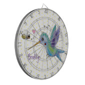 かわいい蜂ハミングバード漫画イラストレーション ダーツボード (正面左)