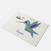 かわいい蜂ハミングバード漫画イラストレーション ドアマット (アングル)