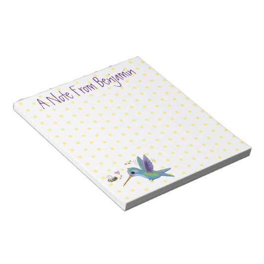 かわいい蜂ハミングバード漫画イラストレーション ノートパッド (アングル)