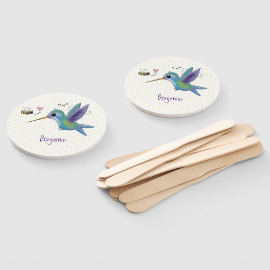 かわいい蜂ハミングバード漫画イラストレーション ハンドファン (組立なし)