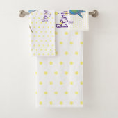 かわいい蜂ハミングバード漫画イラストレーション バスタオルセット (インサイチュ)