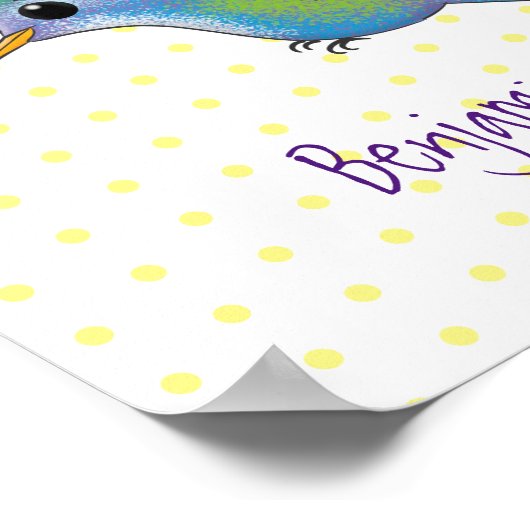 かわいい蜂ハミングバード漫画イラストレーション ポスター (角)