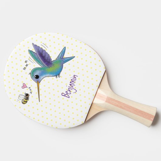 かわいい蜂ハミングバード漫画イラストレーション 卓球ラケット (横)