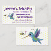 かわいい蜂ハミングバード漫画イラストレーション 名刺 (正面/裏面)