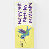 かわいい蜂ハミングバード漫画イラストレーション 横断幕 (縦)