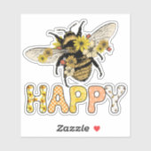 かわいい蜂幸せはちみつ採取花 シール (シート)