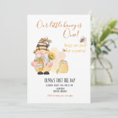 かわいい蜂蜜のくし状の黄色い花 招待状 (スタンド正面)