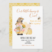 かわいい蜂蜜のくし状の黄色い花 招待状 (正面/裏面)