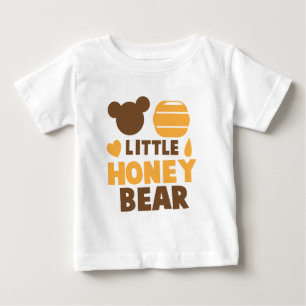 かわいい蜂蜜のポットを持つ少し蜂蜜くま ベビーTシャツ