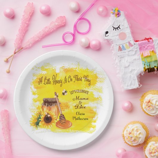 かわいい蜂蜜（はちみつ）素朴緑のベビーシャワー ペーパープレート (パーティー)