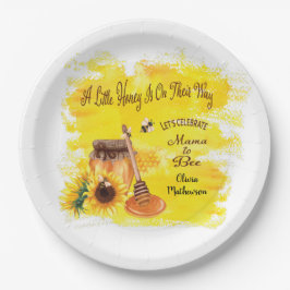 かわいい蜂蜜（はちみつ）素朴緑のベビーシャワー ペーパープレート