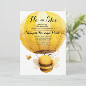 かわいい蜂 彼か彼女か 熱気球 性別発表 招待状 (スタンド正面)