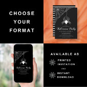 かわいい蜘蛛のブラックアンドホワイト ハロウィンパーティー 招待状