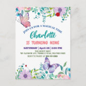 かわいい蝶々 水玉 花 フラワーの誕生日 ポストカード (正面)