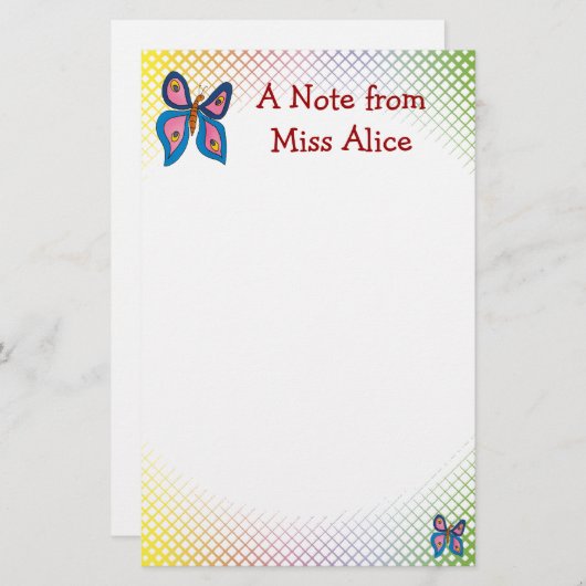 かわいい蝶あなたの子供の名前との| 便箋 (正面/裏面)