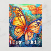 かわいい蝶と花のイラストコラージュ ポストカード (正面)