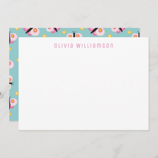 かわいい蝶のオリジナルカード ノートカード (正面/裏面)