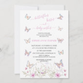 かわいい蝶のキスとベビーが赤ちゃんのシャワーを願う 招待状 (正面)