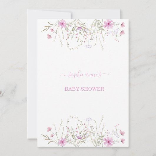 かわいい蝶のキスとベビーが赤ちゃんのシャワーを願う 招待状 (裏面)