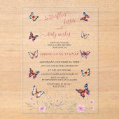 かわいい蝶のキスベビーウィズベビーシャワー アクリル招待状 (正面)