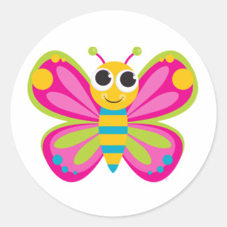 かわいい蝶のシール ラウンドシール