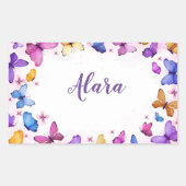 かわいい蝶のシール 長方形シール (正面)