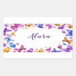 かわいい蝶のシール 長方形シール