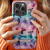 かわいい蝶のデイジーガーリーパターパーソナライズされたン Case-Mate iPhoneケース