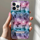 かわいい蝶のデイジーガーリーパターパーソナライズされたン Case-Mate iPhoneケース