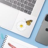 かわいい蝶のデイジービニールステッカー シール (ノートパソコンとiPhone)