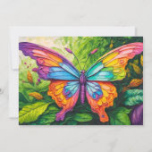 かわいい蝶のデザインの誕生日パーティー 招待状 (裏面)