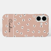 かわいい蝶のパターンと名前をカスタムするオンピンク Case-Mate iPhoneケース (裏面 (横))